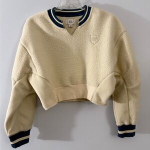 BDG Cream Crop Top with Navy Trim